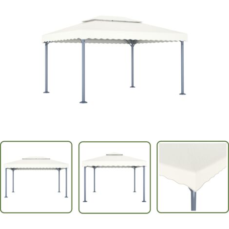 The Living Store Tonnelle 400x300 cm Crème Aluminium - Abri Solaire - Tonnelle Extérieure - Gazebo - Structure Extérieure - Jardin