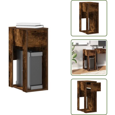 The Living Store Torre de ordenador con cajón roble ahumado 30x44x74 cm - Cajón para cables