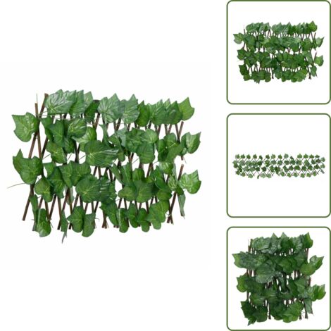 The Living Store Traliccio Foglie Vite Artificiale Espandibile Verde 180x20 cm - Schermatura di vite