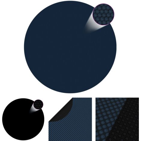 The Living Store Treibende Pool-Solarplane PE 210 cm Schwarz und Blau - Poolabdeckungen & -unterlagen