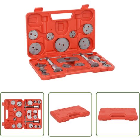 The Living Store Trousse à outils pour étriers de freins à disque 18 pcs - Outil De Filetage De Frein - Kit De Réparation De Frein - Adaptateur De Frein - Piston De Frein - Mallette D'outils