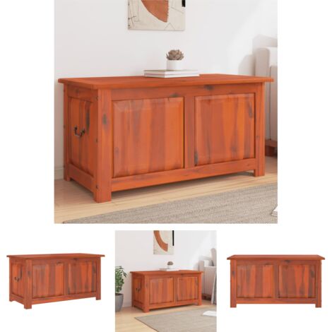 The Living Store Truhe mit Deckel Braun Massivholz Akazie -  Aufbewahrungstruhen