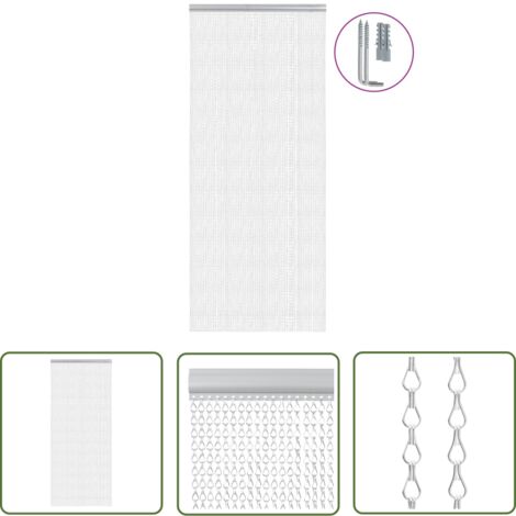 The Living Store Türvorhang aus Ketten 90x200 cm Aluminium - Fliegengitter - Türvorhang - Insektenschutz - Alu Vorhang - Fensterdeko