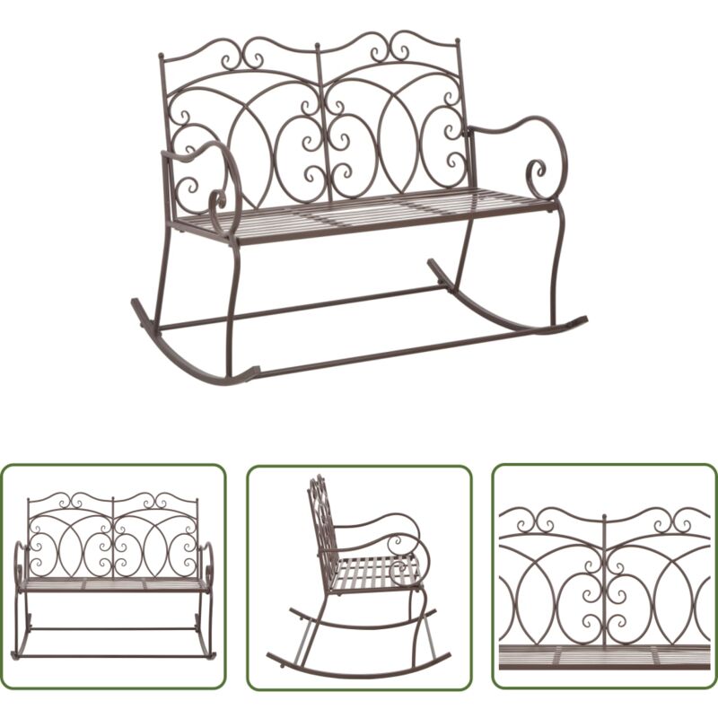 The Living Store - Banc de jardin 104 cm Fer Marron antique - Banc De Jardin - Banc Extérieur - Mobilier De Jardin - Fer Forgé - Design Vintage