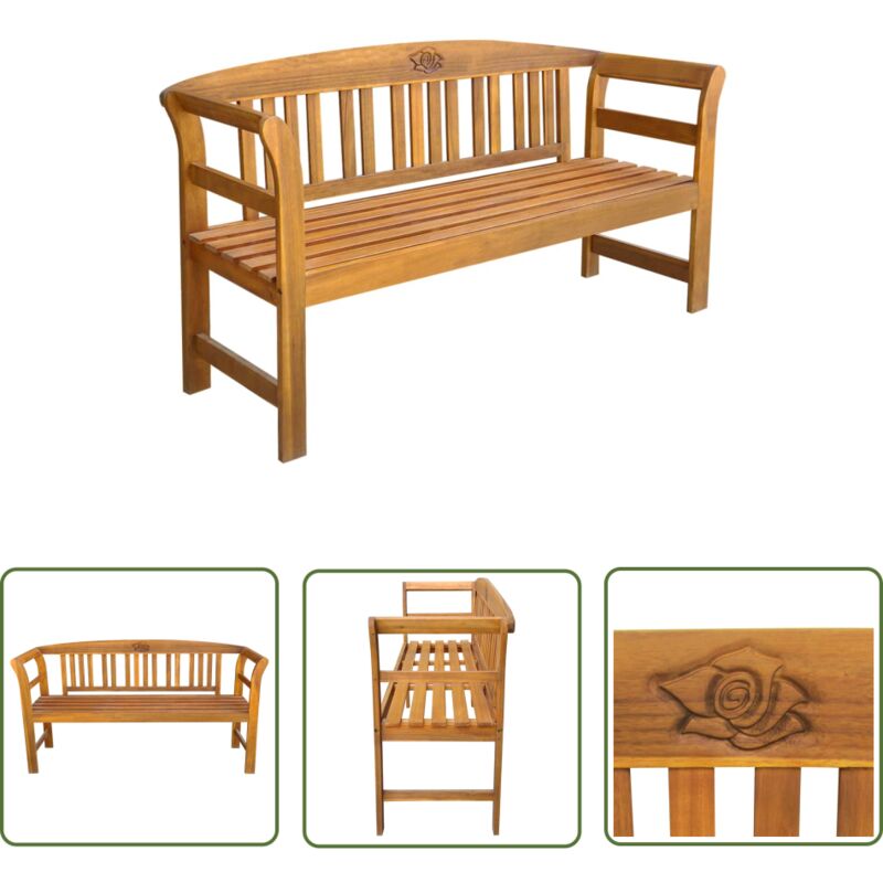 The Living Store - Banc de jardin 157 cm Bois d'acacia solide - Banc De Jardin - Meuble De Jardin - Mobilier De Jardin - Banc En Bois - Acacia