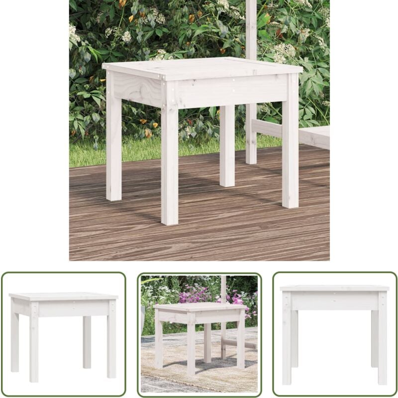 The Living Store Banc de jardin blanc 50x44x45 cm bois massif de pin - Banc De Jardin - Banc Extérieur - Mobilier De Jardin - Chaise Longue - Meubles