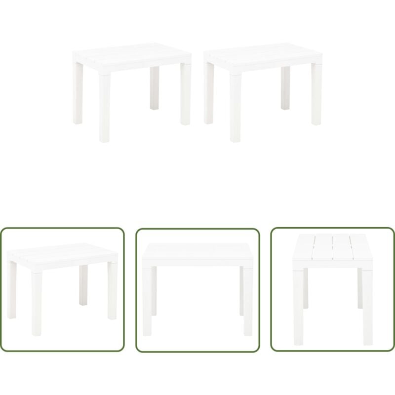 The Living Store - Bancs de jardin lot de 2 Blanc Plastique - Banc De Jardin - Mobilier De Jardin - Siège D'extérieur - Chaise Extérieure - Blanc