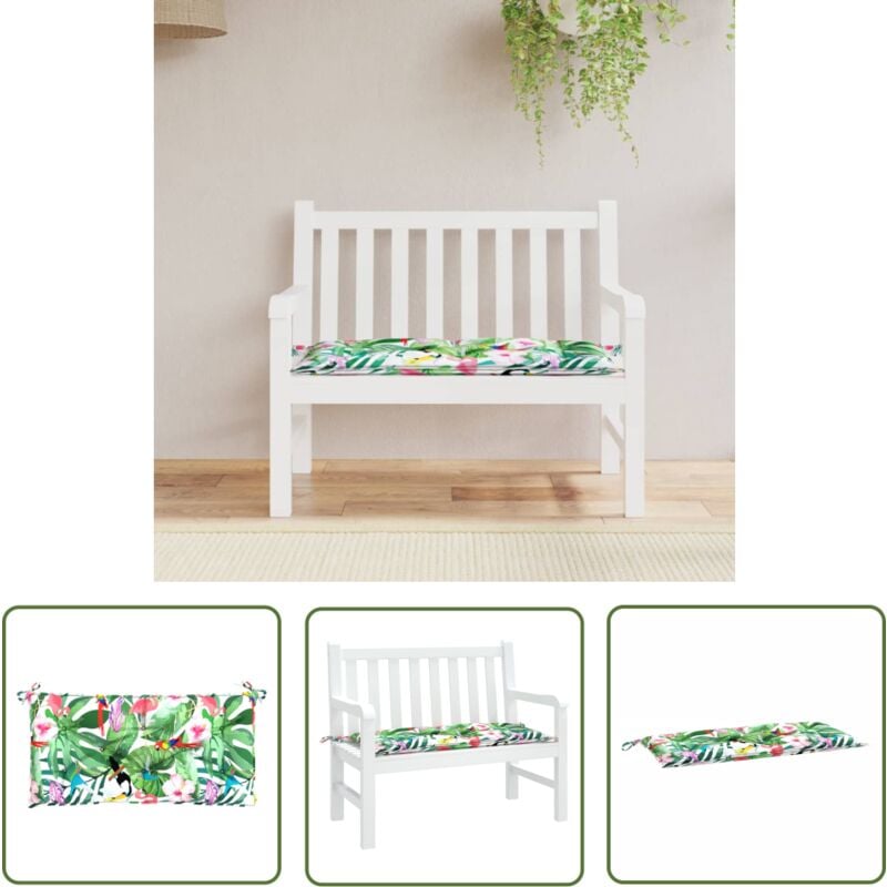 The Living Store - Coussin de banc de jardin multicolore 110x50x7 cm tissu - Coussin De Banc - Coussin D'extérieur - Coussin Décoratif - Coussin