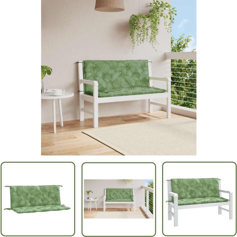 The Living Store - Coussins de banc de jardin lot de 2 motif de feuilles tissu - Coussin De Banc - Coussin D'extérieur - Coussin Jardin - Coussin