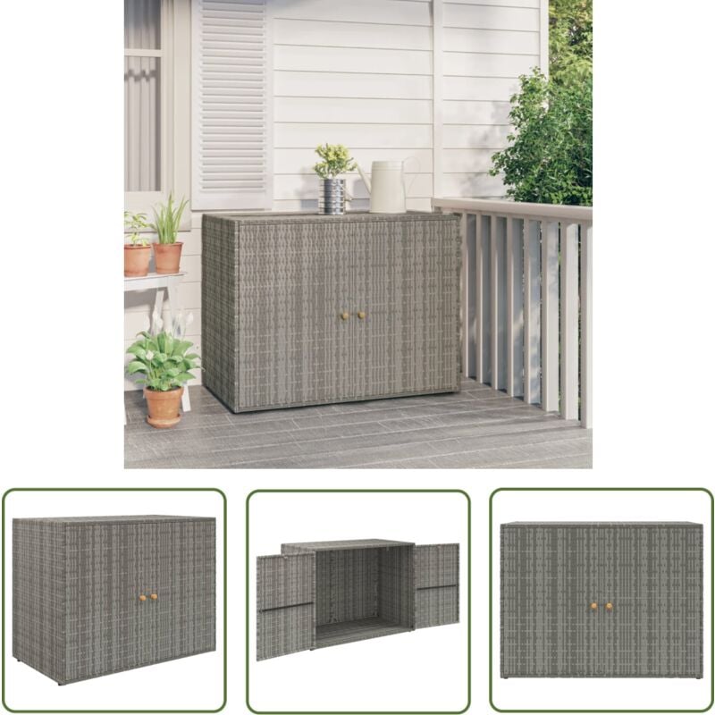 Armoire de rangement jardin Gris 100x55,5x80 cm Résine tressée - Meuble De Jardin - Armoire De Rangement Extérieur - Abri De Jardin - Rangement