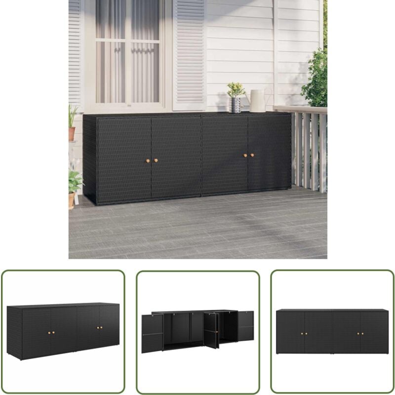 Armoire de rangement jardin Noir 198x55,5x80 cm Résine tressée - Meuble De Jardin - Armoire Extérieure - Rangement Extérieur - Abri De Jardin