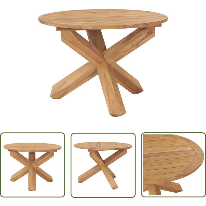The Living Store - Table à dîner de jardin Ø110x75 cm Bois de teck massif - Table De Jardin - Table En Bois - Table Teck - Mobilier De Jardin