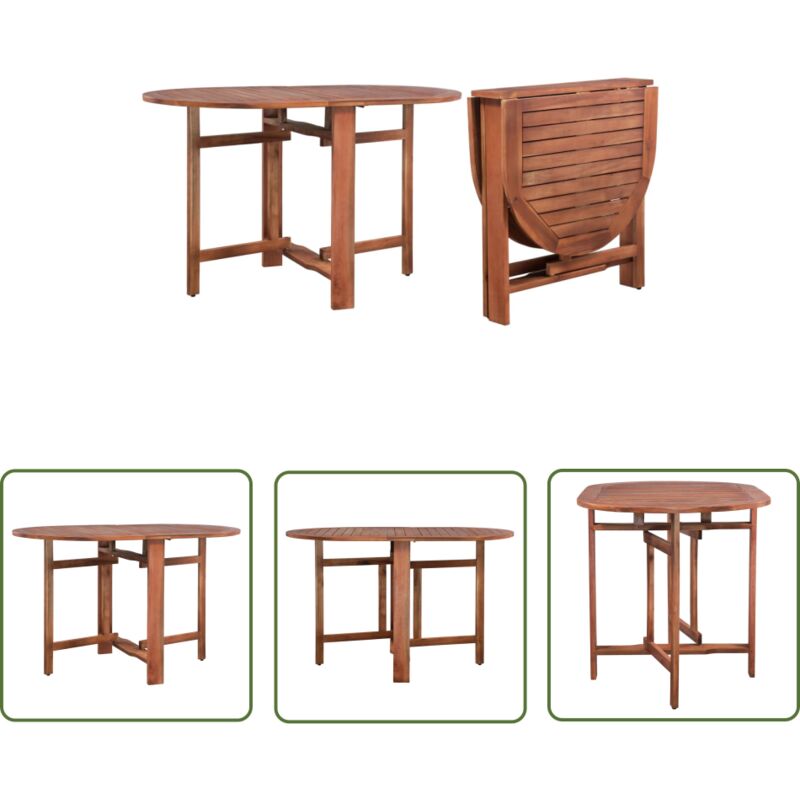 The Living Store - Table de jardin 120x70x74 cm Bois d'acacia massif - Table De Jardin - Table En Acacia - Table Pliante - Mobilier De Jardin - Table