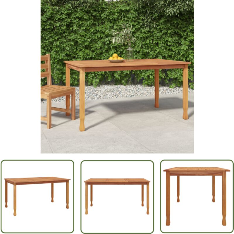 The Living Store - Table à dîner de jardin 150x90x75 cm bois massif de teck - Table à Manger - Table De Jardin - Teck Massif - Mobilier De Jardin