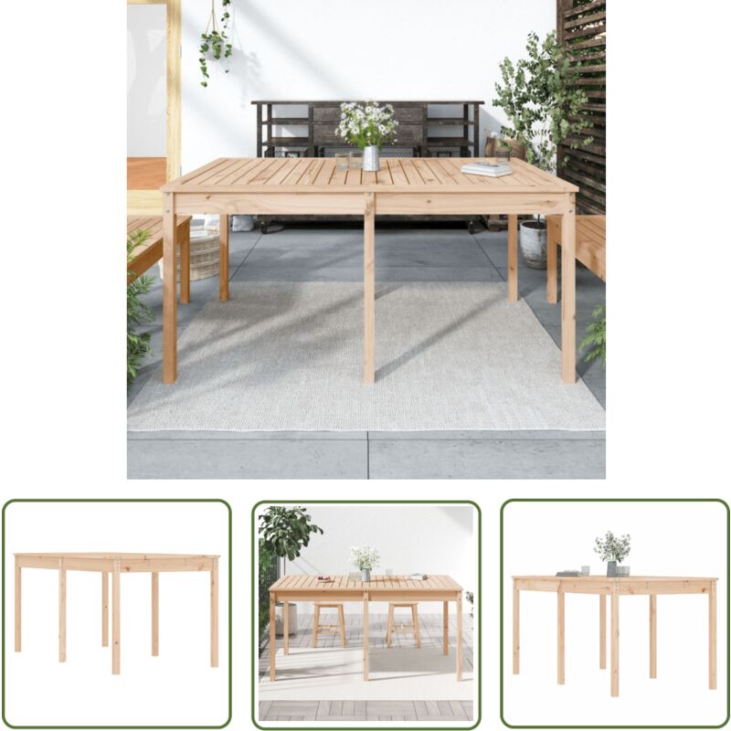 The Living Store - Table de jardin 159,5x82,5x76 cm bois massif de pin - Table De Jardin - Table Extérieure - Table En Bois - Table De Terrasse