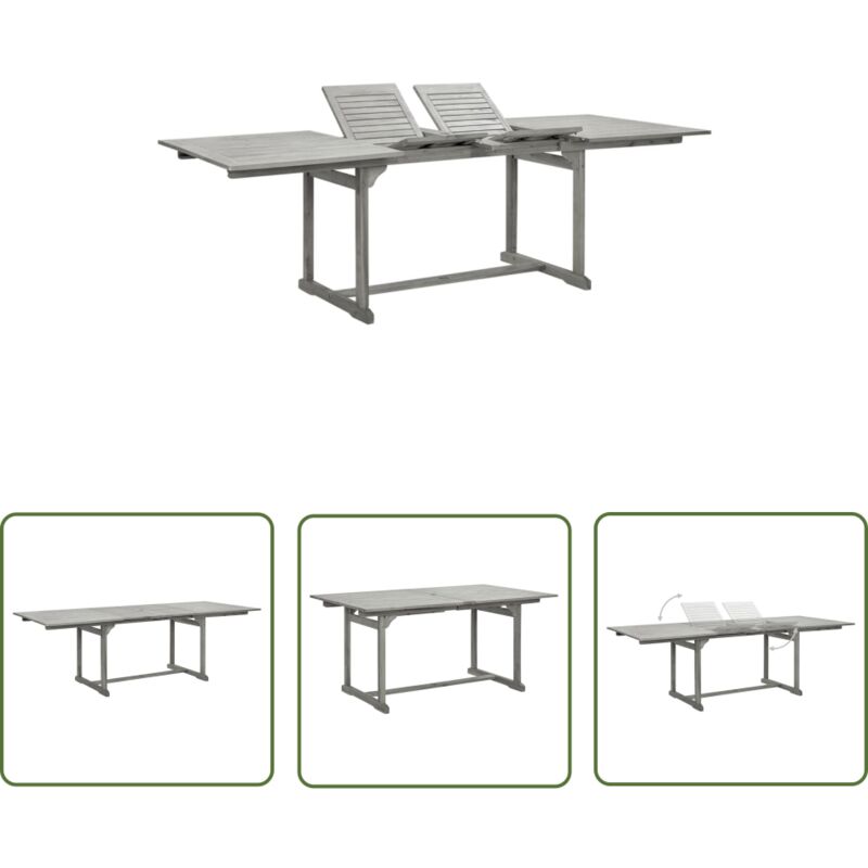 The Living Store - Table à dîner de jardin (160-240)x100x75cm Bois d'acacia massif - Table De Jardin - Table Extensible - Acacia Massif - Mobilier De
