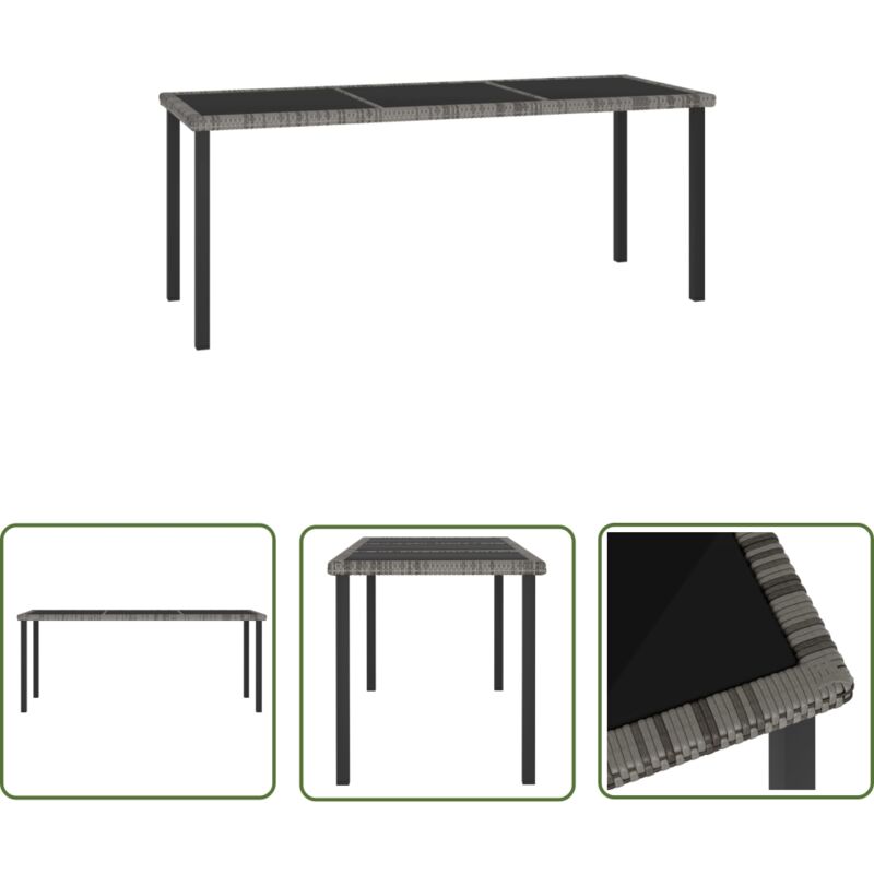 The Living Store - Table à dîner de jardin Gris 180x70x73 cm Résine tressée - Table De Jardin - Table Repas Extérieur - Mobilier De Jardin - Table En