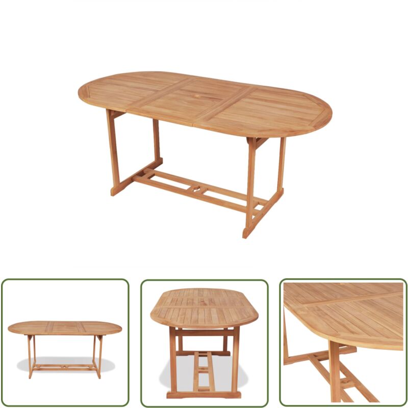 The Living Store - Table de jardin 180x90x75 cm Bois de teck solide - Table De Jardin - Table Extérieure - Mobilier De Jardin - Table En Teck - Table