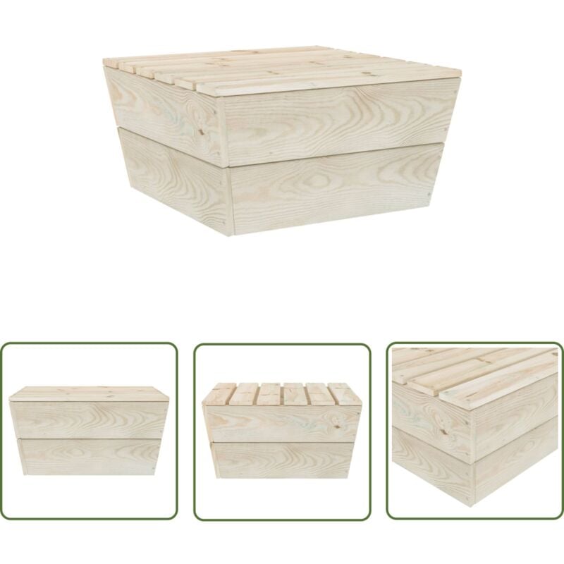 The Living Store - Table de jardin 60x60x30 cm Bois d'épicéa imprégné - Table De Jardin - Mobilier De Jardin - Table En Bois - Table Extérieure