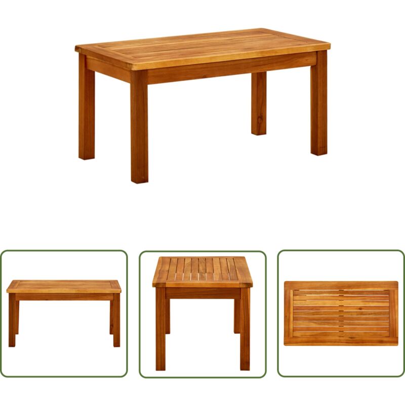 The Living Store - Table basse de jardin 70x40x36 cm Bois solide d'acacia - Table Basse Jardin - Table Acacia - Mobilier De Jardin - Décoration