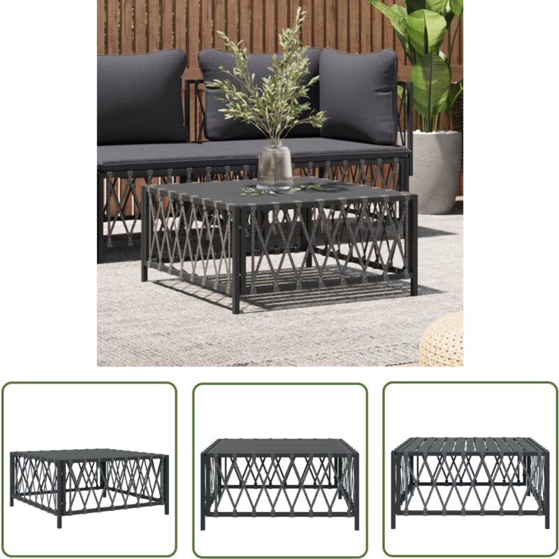 The Living Store - Table de jardin anthracite 70x70x34 cm tissu tissé - Table De Jardin - Mobilier De Jardin - Table Basse - Terrasse - Design Moderne