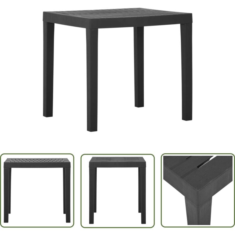 The Living Store - Table de jardin Gris 79x65x72 cm Plastique - Table De Jardin - Table Extérieure - Mobilier De Jardin - Table En Plastique - Table