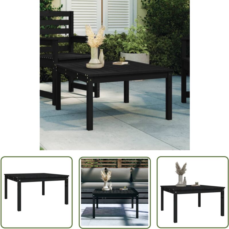 The Living Store - Table de jardin noir 82,5x82,5x45 cm bois massif de pin - Table De Jardin - Table Extérieure - Mobilier De Jardin - Table En Bois