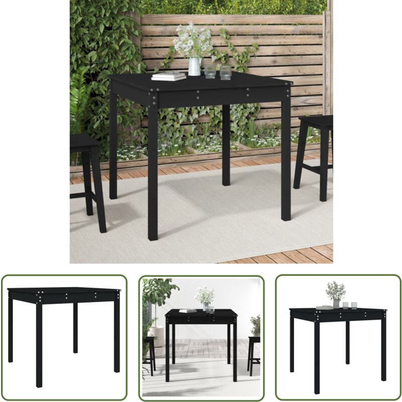 The Living Store - Table de jardin noir 82,5x82,5x76 cm bois massif de pin - Table De Jardin - Table Extérieure - Table En Bois - Table Ronde - Table