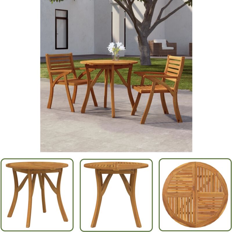 The Living Store - Table de jardin ø 85 cm Bois d'acacia solide - Table De Jardin - Table Ronde - Acacia Massif - Meubles De Jardin - Décoration