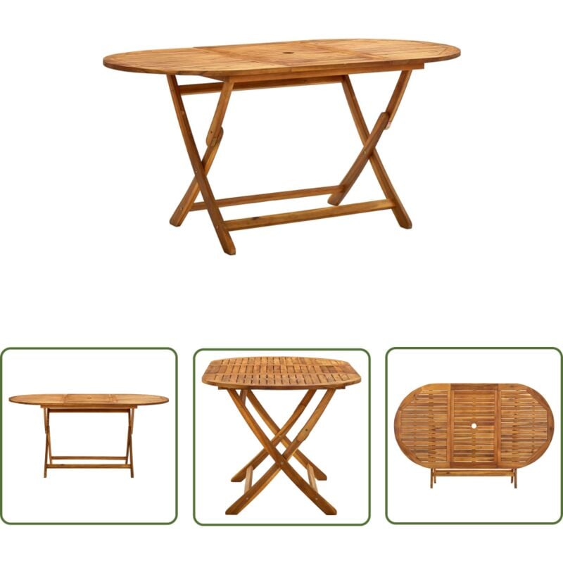 The Living Store - Table de jardin pliable 160x85x75 cm Bois d'acacia massif - Table De Jardin - Table Extérieure - Acacia Massif - Mobilier De