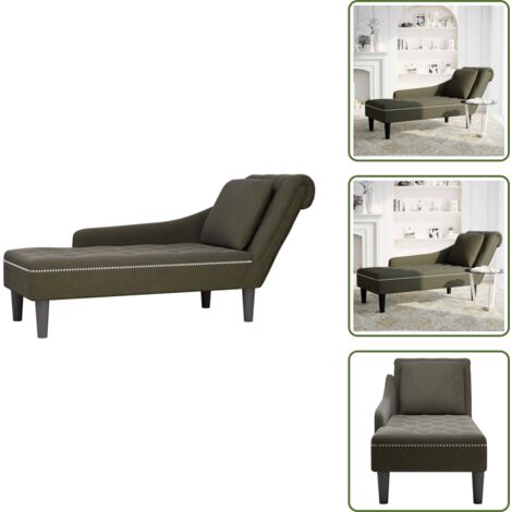 The Living Store Tumbona almohada reposabrazo derecho cuero verde militar - Almohada lumbar