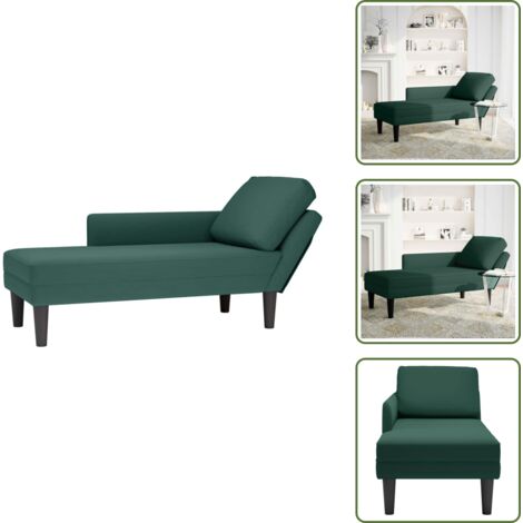 The Living Store Tumbona almohada y reposabrazo derecho terciopelo verde oscuro - Almohada lumbar