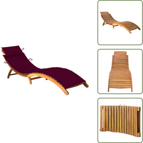 The Living Store Tumbona de jardín con cojín madera maciza de acacia - Tumbona de madera