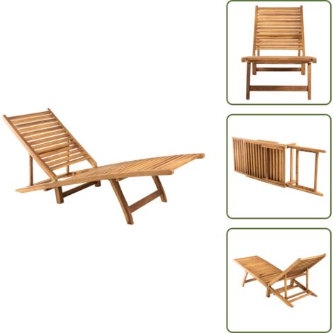 The Living Store Tumbona de madera maciza de teca - Tumbona de teca