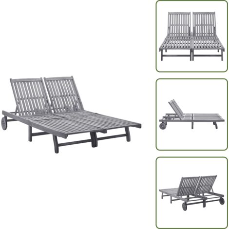 The Living Store Tumbona para 2 personas madera maciza de acacia - Tumbona para 2 personas