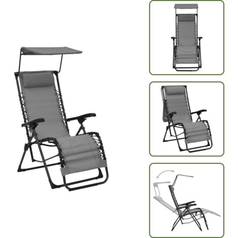The Living Store Tumbona plegable de textilene gris - Tumbona exterior