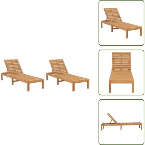 The Living Store Tumbonas 2 unidades madera maciza de teca - Tumbona de madera