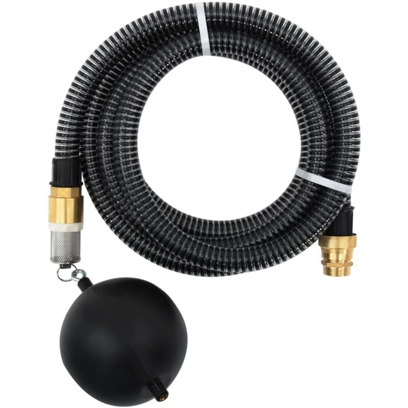 Tuyau d'aspiration avec raccords en laiton noir 1,1 5 m pvc The Living Store Noir