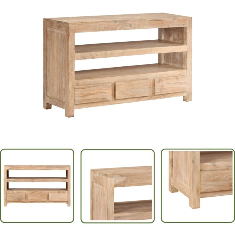 Meuble tv Bois d'acacia massif 90 x 30 x 55 cm Marron clair - Meubles Tv - Meuble Tv - Meuble En Bois - Meuble Acacia - Meuble Rustique - The Living