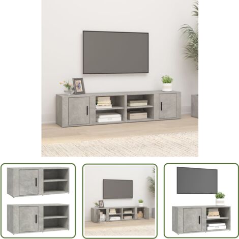 The Living Store TV-Schränke 2 Stk. Betongrau 80x31,5x36 cm Holzwerkstoff - TV-Schrank - Holzwerkstoff Möbel - Wohnwand - Regal - Betongrau