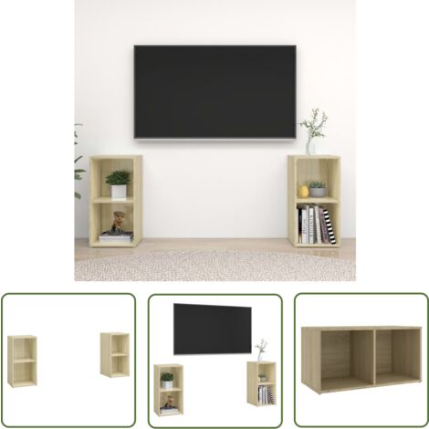 The Living Store TV-Schränke 2 Stk. Sonoma-Eiche 72x35x36,5 cm Holzwerkstoff - TV Schrank - Holzwerkstoff Möbel - Sonoma Eiche - Wohnzimmer Dekoration - Regal