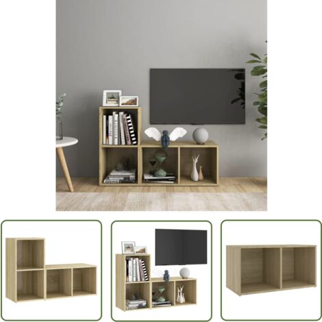 The Living Store TV-Schränke 2 Stk. Sonoma-Eiche 72x35x36,5 cm Holzwerkstoff - TV Schrank - Holzwerkstoff Möbel - Sonoma Eichen Deko - Wohnzimmer Möbel - Regal