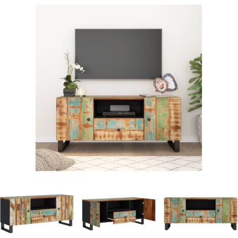 The Living Store - TV-Schrank 105x33,5x46 cm Altholz Massiv & Holzwerkstoff