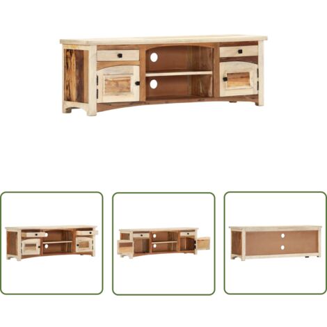 The Living Store TV-Schrank 120x30x40 cm Altholz Massiv - Vintage TV Schrank - Altholz TV Stand - Massivholz TV Board - Retro TV Möbel - Wohnzimmerschränke