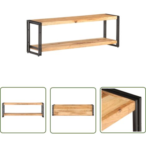 The Living Store TV-Schrank 120x30x40 cm Massivholz Akazie - Holz TV Schrank - Industrieller Stil - Akzidenzholzs - Fernsehtisch - Regal