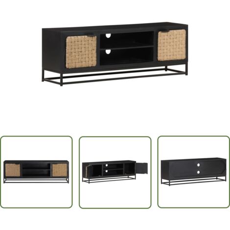 The Living Store TV-Schrank 120x30x40 cm Massivholz Mango - Industrieller TV-Schrank - Mangoholz TV-Stand - TV-Sideboard - Eiche TV Schrank - Rustikaler TV-Schrank
