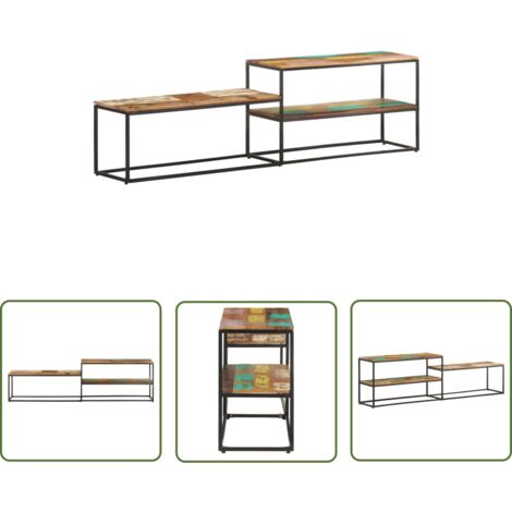 The Living Store TV-Schrank 180x30x50 cm Recyceltes Massivholz - TV Schrank - Holzmöbel - Industrieller Stil - Recyceltes Holz - Regal