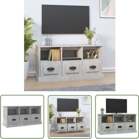 The Living Store TV-Schrank Betongrau 100x35x50 cm Holzwerkstoff - TV Schrank - Holzwerkstoff - Betongrau - Wohnraum - Wohnzimmermöbel