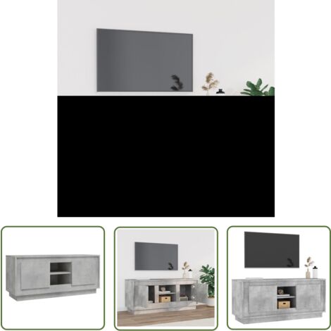 The Living Store TV-Schrank Betongrau 102x35x45 cm Holzwerkstoff - TV-Schrank - Holzwerkstoff Möbel - Wohnzimmermöbel - Media Schrank - Betongrau