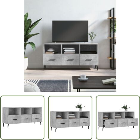 The Living Store TV-Schrank Betongrau 102x36x50 cm Holzwerkstoff - TV Schrank - Holzwerkstoff - Fernsehtisch - Medienregal - Wohnzimmermöbel
